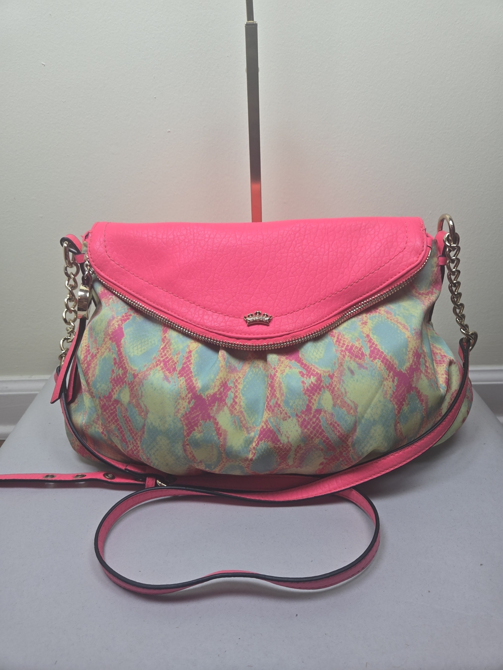 Juicy Couture Neon Pink Multicolor Shoulder Bag